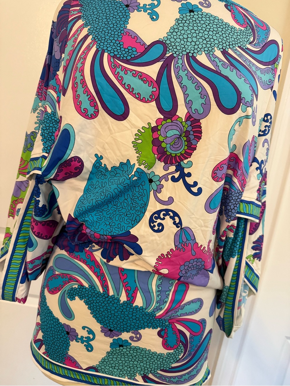 Trina Turk Vibrant Floral Boho Dolman Sleeve Top - Multicolor
